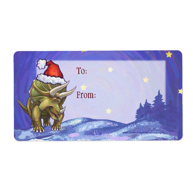 Triceratops Christmas Label (Front)