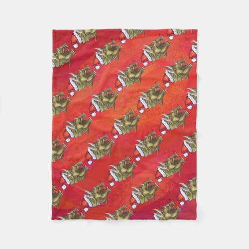Triceratops Christmas On Red Fleece Blanket