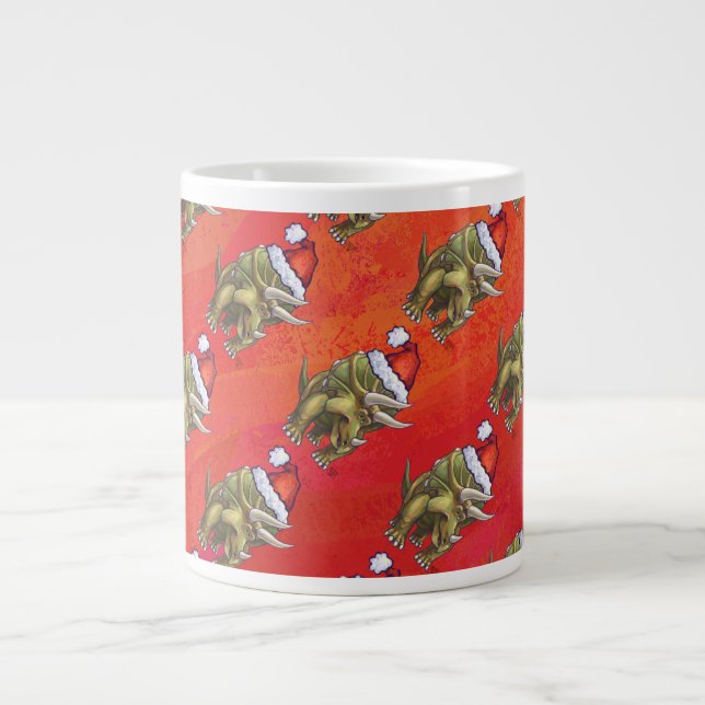 Triceratops Christmas On Red Giant Coffee Mug (Front)