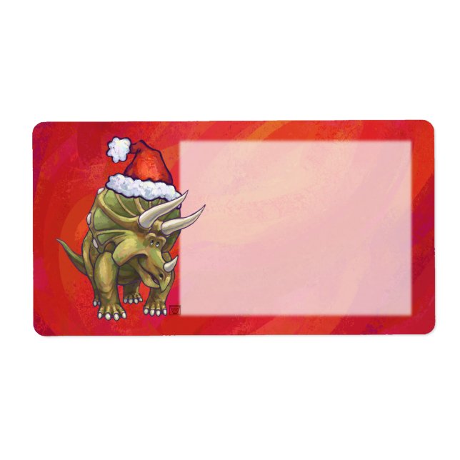 Triceratops Christmas On Red Label (Front)