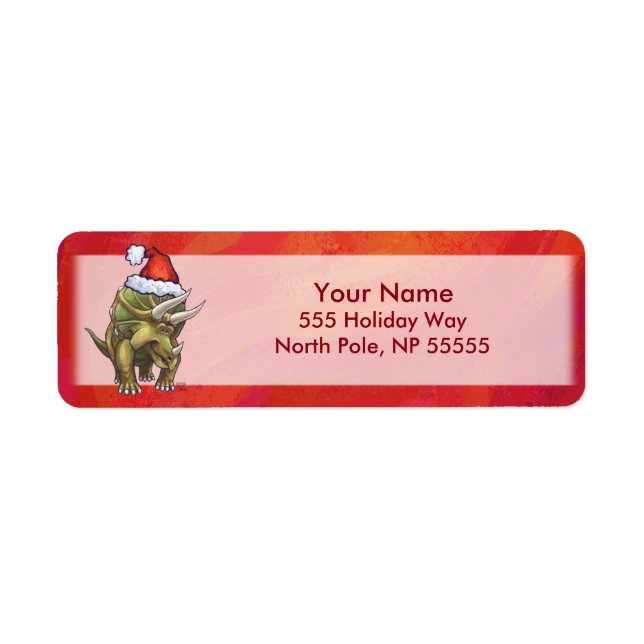 Triceratops Christmas On Red Label (Front)