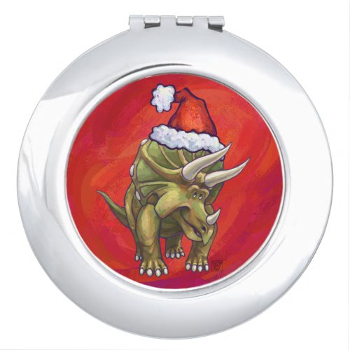 Triceratops Christmas On Red Makeup Mirror