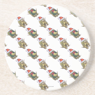 Triceratops Christmas Sandstone Coaster