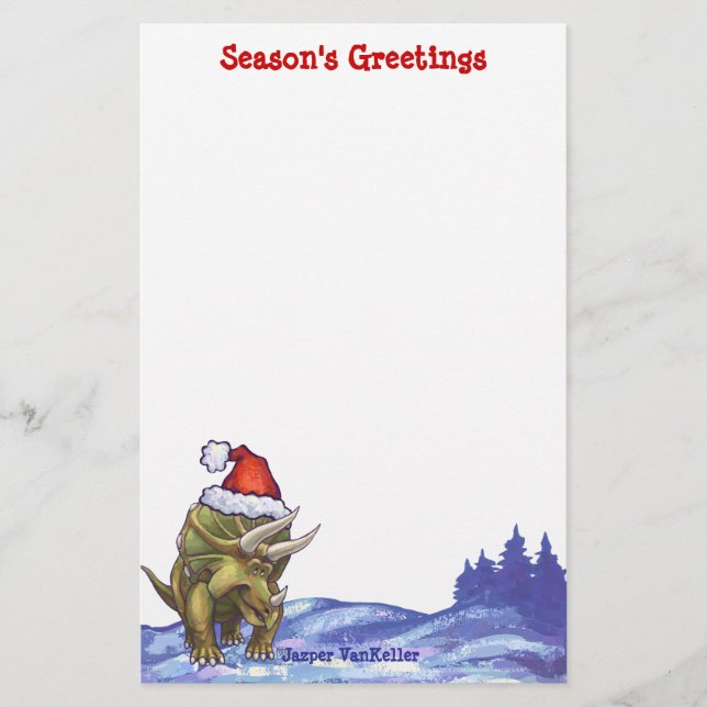 Triceratops Christmas Stationery (Front)