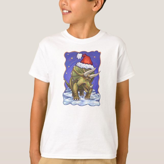 Triceratops Christmas T-Shirt (Front)