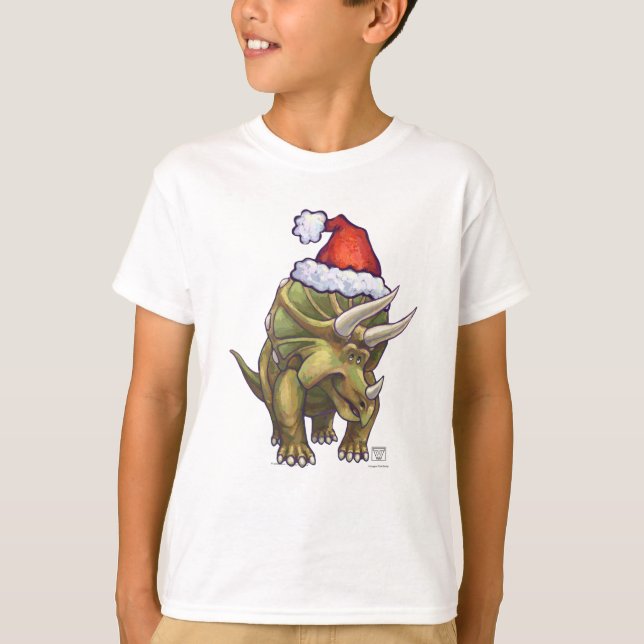 Triceratops Christmas T-Shirt (Front)