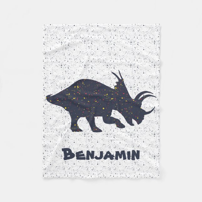 Triceratops Custom Name Fleece Blanket, Small (Front)