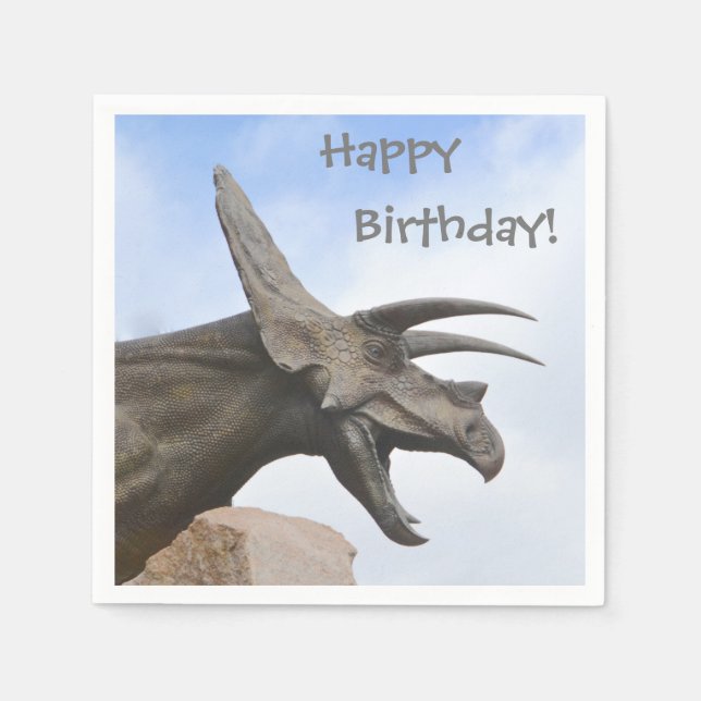 Triceratops Dinosaur Birthday Paper Napkins (Front)