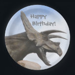 Triceratops Dinosaur Birthday Paper Plates<br><div class="desc">This paper plate features a triceratops dinosaur. Kids love dinosaurs!</div>
