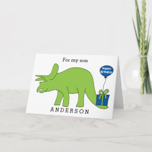 Triceratops Dinosaur Birthday Son Card