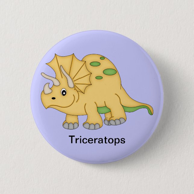 Triceratops Dinosaur Button (Front)