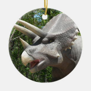 Triceratops dinosaur ceramic ornament