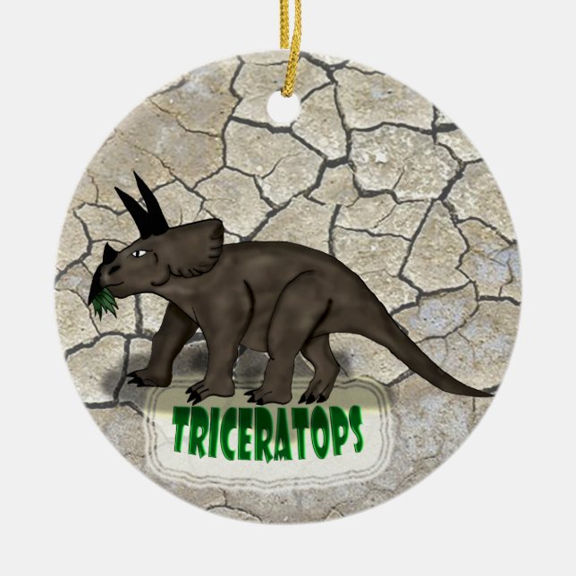Triceratops Dinosaur Ceramic Ornament (Front)