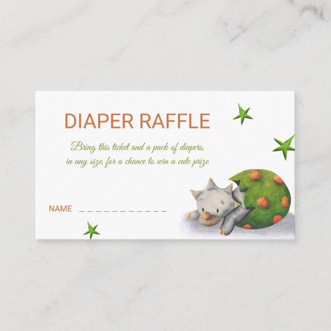 Triceratops Dinosaur Diaper Raffle Enclosure Card (Front)