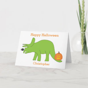 Triceratops Dinosaur Halloween Card