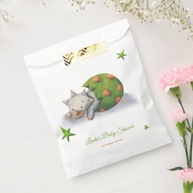 Triceratops Dinosaur Hatching Neutral Baby Shower Favor Bag (Sealed)