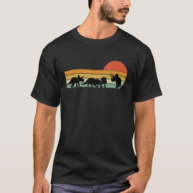 Triceratops Dinosaur March Retro Sunset   Vantage T-Shirt (Front)