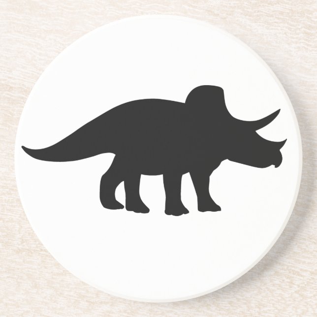 Triceratops Dinosaur. Sandstone Coaster (Front)