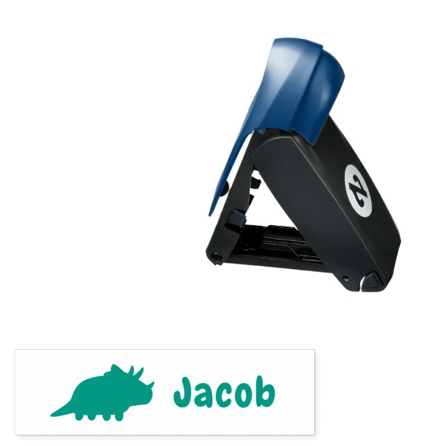 Triceratops Dinosaur Silhouette Kids Personalized Pocket Stamp (Open with Design)
