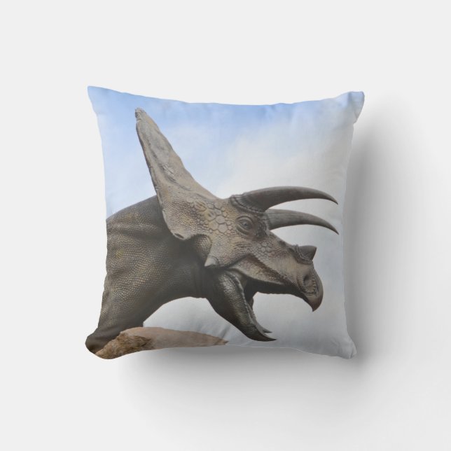 Triceratops Dinosaur Throw Pillow (Front)