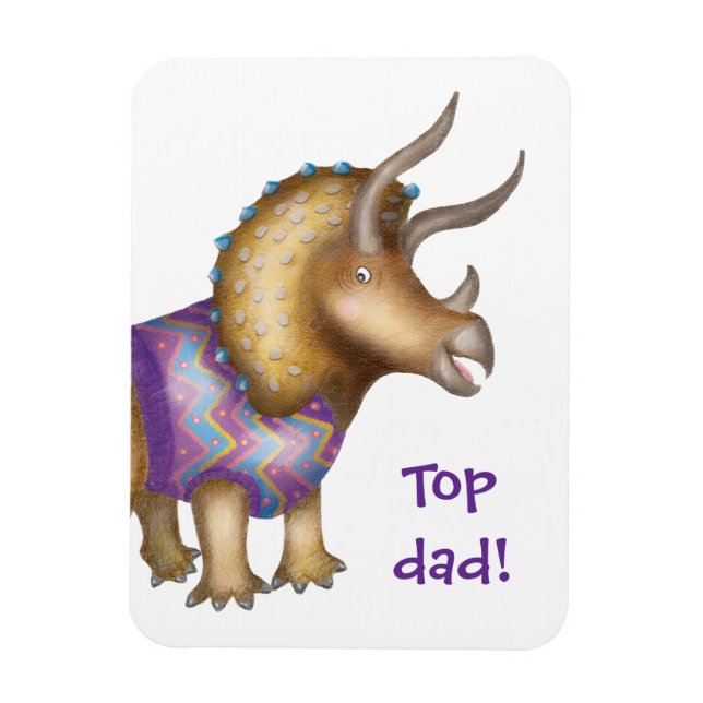 Triceratops dinosaur 'Top Dad' magnet (Vertical)