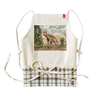 Triceratops eating at magnolia tree - 3D render Zazzle HEART Apron