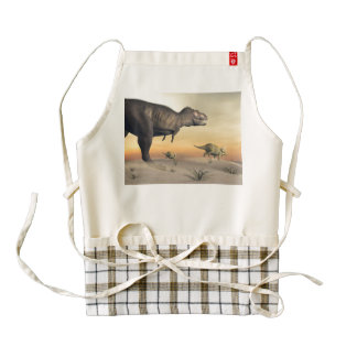 Triceratops escaping from tyrannosaurus- 3D render Zazzle HEART Apron