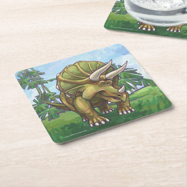 Triceratops Gifts & Accessories Square Paper Coaster (Angled)