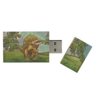 Triceratops Gifts & Accessories Wood USB Flash Drive