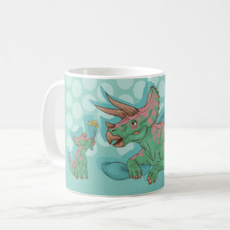 Triceratops Giving Flowers Coffee Mug