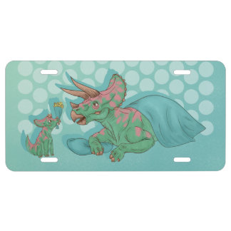 Triceratops Giving Flowers License Plate