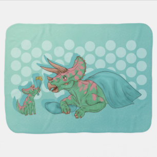 Triceratops Giving Flowers Receiving Blanket
