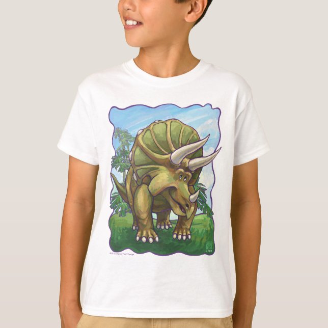 Triceratops Heads and Tails Kids T-Shirts (Front)
