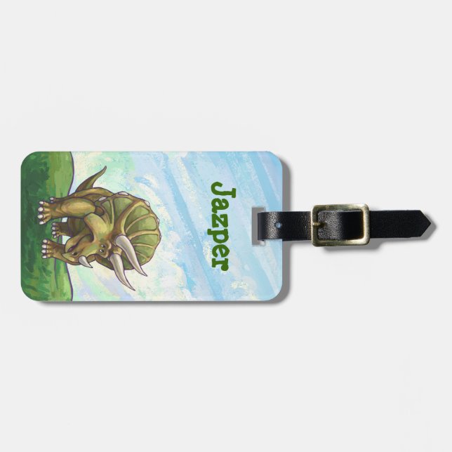 Triceratops Heads and Tails Luggage Tag (Front Horizontal)