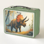 Triceratops in a Forest Kid&#39;s Metal Lunch Box