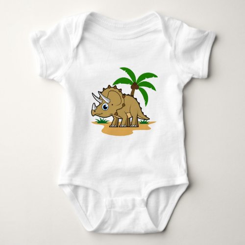 Triceratops In A Tropical Climate Baby Bodysuit