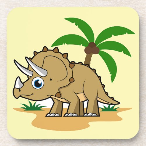 Triceratops In A Tropical Climate Beverage Coaster