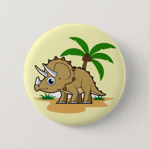 Triceratops In A Tropical Climate Button