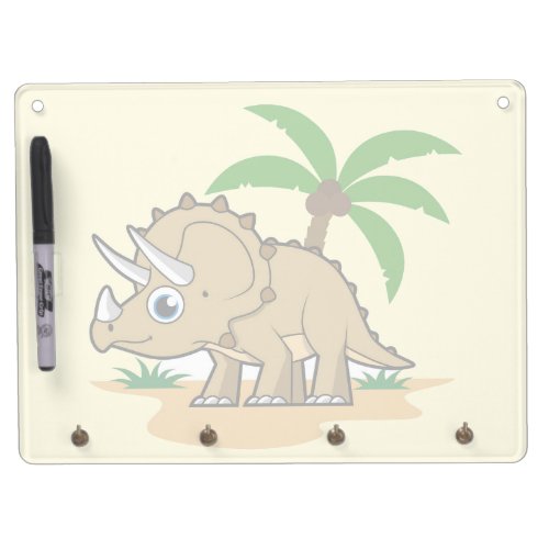 Triceratops In A Tropical Climate Dry Erase Board With Keychain Holder