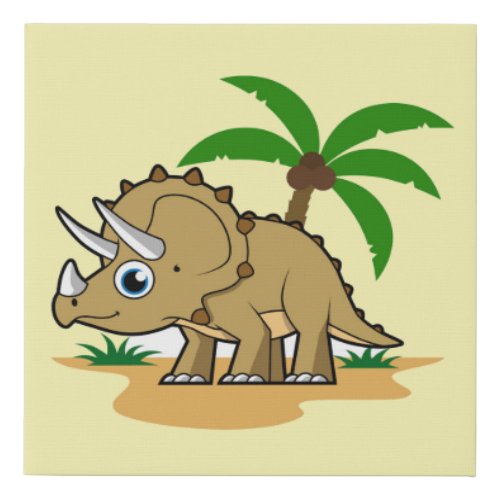 Triceratops In A Tropical Climate Faux Canvas Print