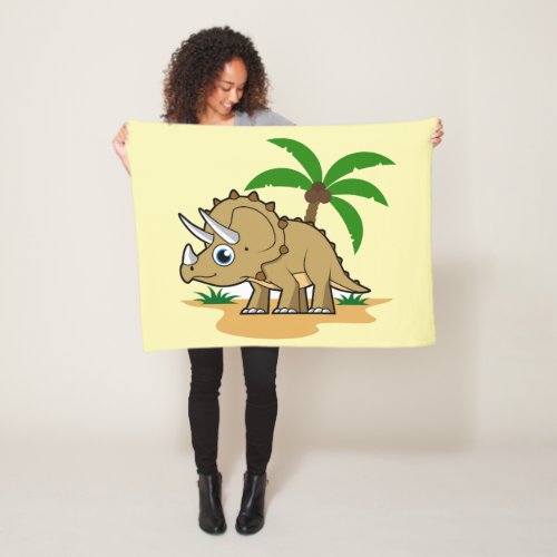 Triceratops In A Tropical Climate Fleece Blanket