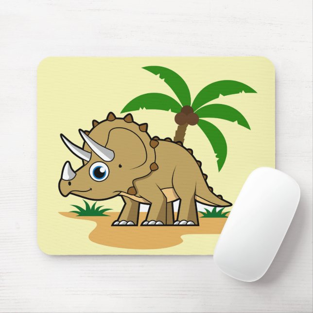 Triceratops In A Tropical Climate. Mouse Pad (With Mouse)