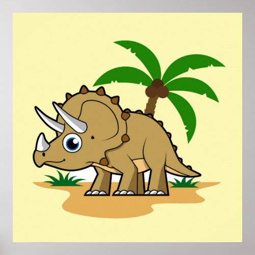 Triceratops In A Tropical Climate Poster