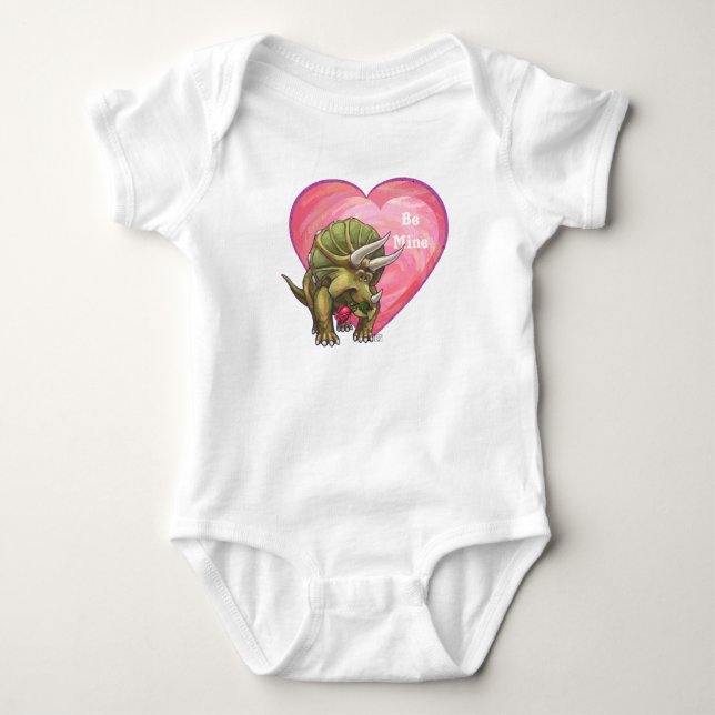 Triceratops In Love Valentine's Day Baby Bodysuit (Front)