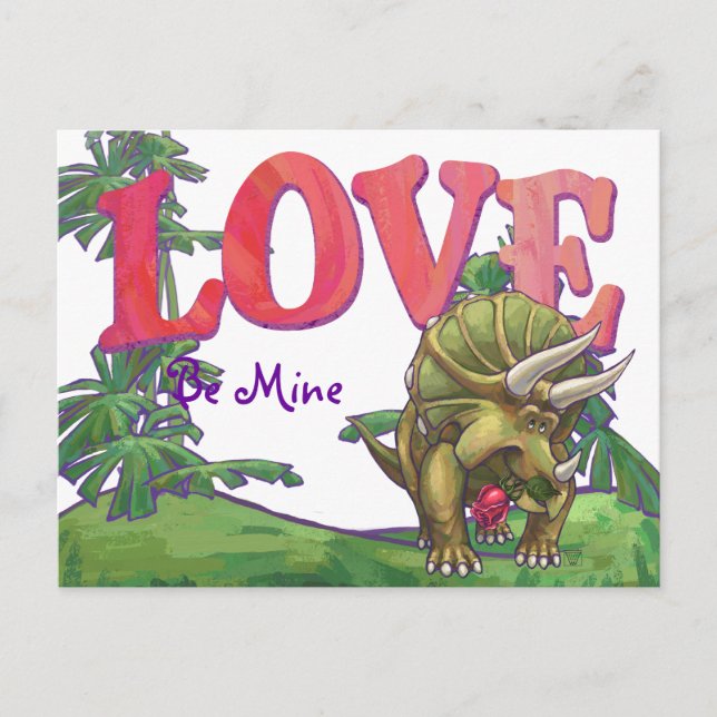 Triceratops In Love Valentine's Day Holiday Postcard (Front)