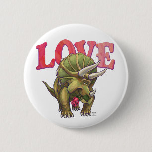 Triceratops In Love Valentine's Day Pinback Button