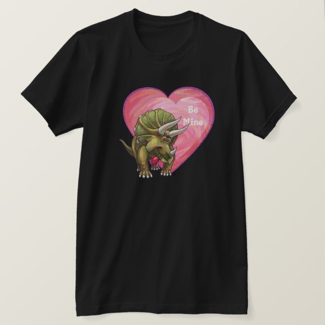 Triceratops In Love Valentine's Day T-Shirt (Design Front)