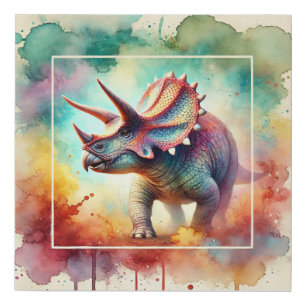Triceratops in Watercolor 160724AREF247 - Watercol Faux Canvas Print