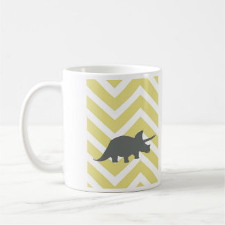 Triceratops on zigzag chevron - Yellow Coffee Mug