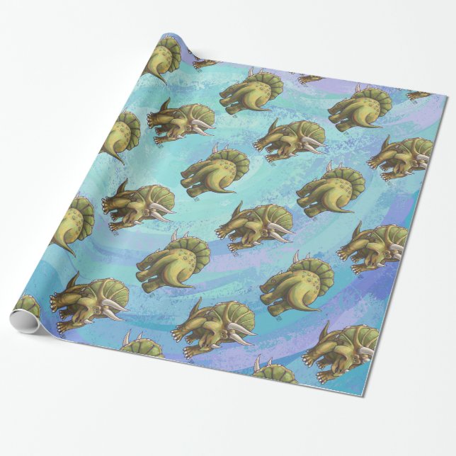 Triceratops Patterns Wrapping Paper (Unrolled)